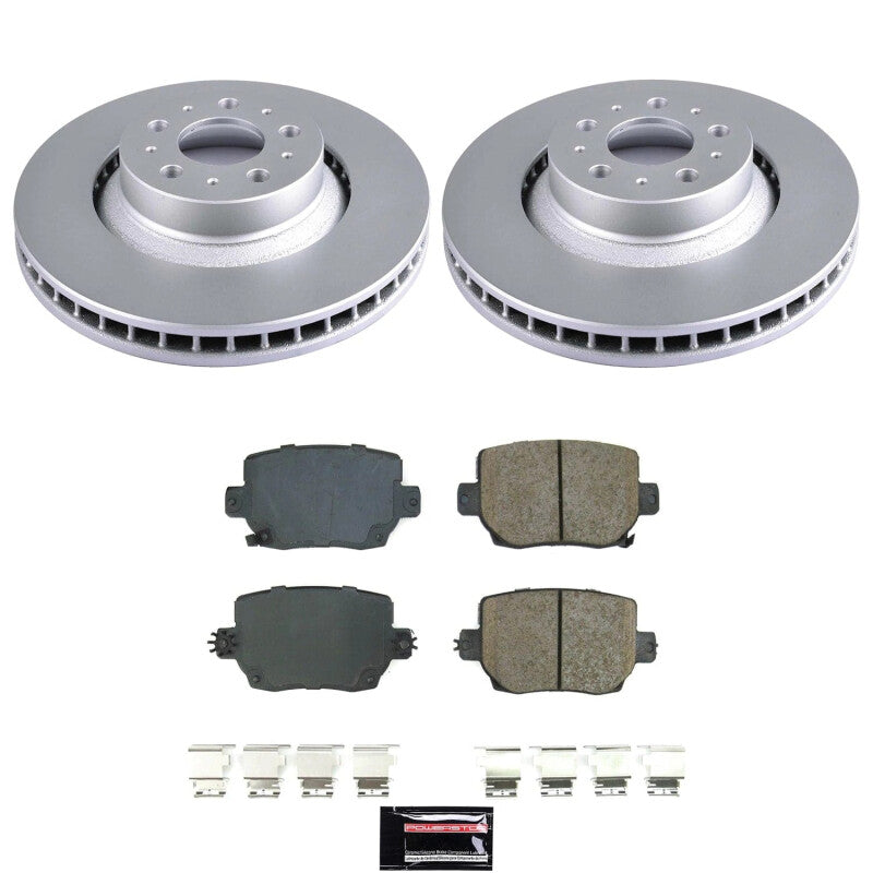 PowerStop Z17 Evolution Geomet Coated Brake Rotor and Ceramic Pad Kit for Tesla Model Y Rear