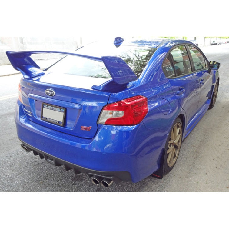 Rally Armor UR Series White Mud Flaps with Black Logo for Subaru WRX 2015-2018