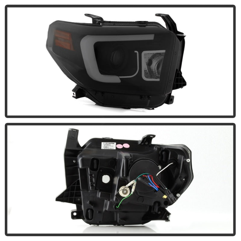 SPYDER Toyota Tundra 2014-2016 Projector Headlights with Light Bar DRL in Black Smoke