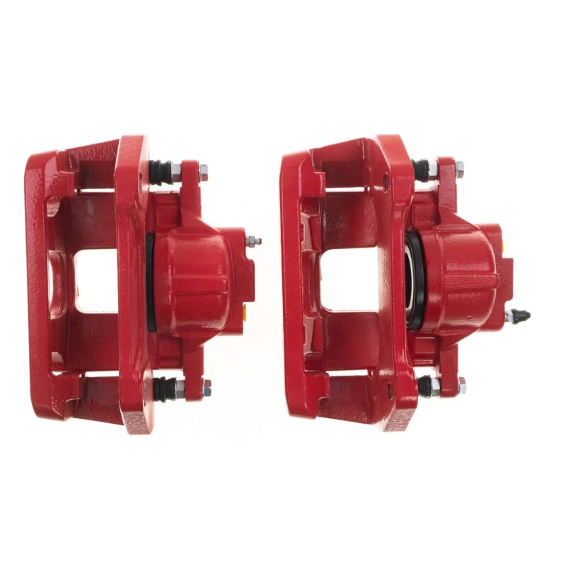 PowerStop Powder Coated Red Brake Calipers Pair for Jeep Wrangler JK 2007-2018 * Part Number PSBS5044EB