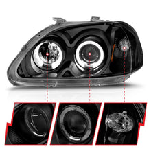 Load image into Gallery viewer, ANZO 1996-1998 Honda Civic Projector Headlights with Halo, Black Housing, Clear Lens – Pair