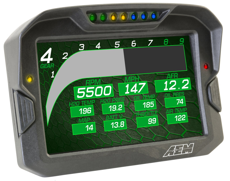 AEM CD-7 Carbon Digital Dash Display with GPS - 7-inch full-color racing dash, CAN input, and lightweight carbon fiber enclosure