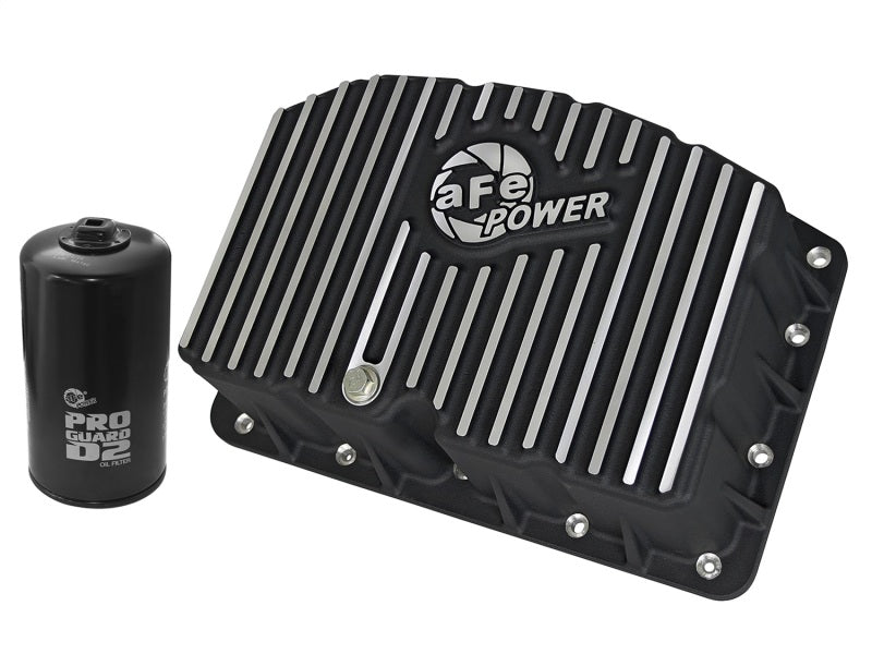 aFe Power Pro Series Engine Oil Pan for Ford Super Duty 6.7L Diesel V8 - Black with Machined Fins (Part #afe46-70322)
