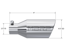 Load image into Gallery viewer, MBRP Universal Exhaust Tip 4.5 inch O.D. Angle Rolled End T304 Stainless Steel, 2.5 inch Inlet, 11 inch Length