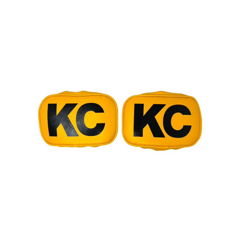 KC HiLiTES Retro 5x7 Inch Rectangular Yellow Vinyl Light Cover with Black KC Logo (Pair)
