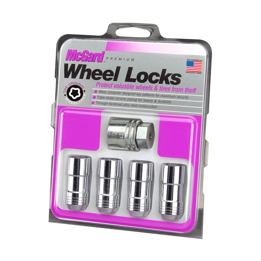 McGard Chrome Cone Seat Wheel Lock Nut Set M14 x 2.0 - 4 Pieces with Key for Ford and Lincoln Vehicles
