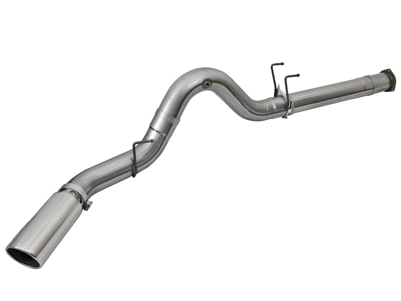 aFe Large Bore HD 5-inch Stainless Steel DPF-Back Exhaust System with Polished Tip for 2017 Ford Diesel Trucks V8 6.7L (td) - Part # afe49-43090-P