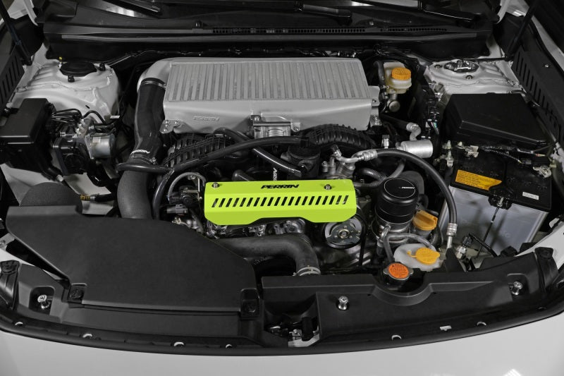 Perrin Performance Neon Yellow Pulley Cover for 2022-2025 Subaru WRX - Short Version for Use with Perrin AOS