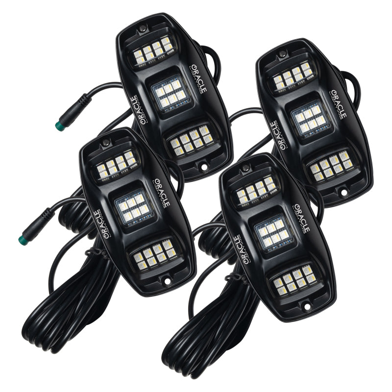 ORACLE Lighting RGB+W Underbody Wheel Well Rock Light Kit – 4 Pieces with Bluetooth & Wireless Remote Control