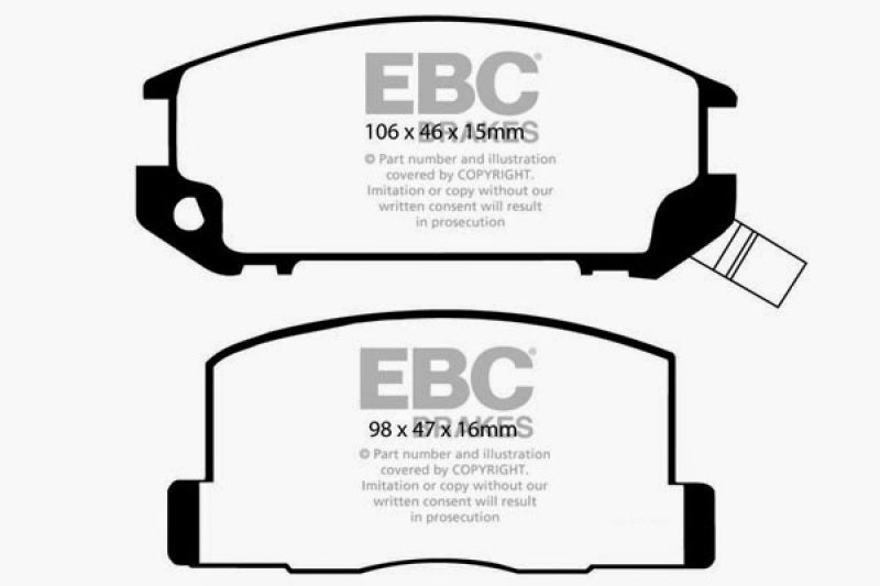 EBC Yellowstuff Rear Brake Pads for Toyota MR2 1985-1990 * High-Performance Street and Track Brake Compound