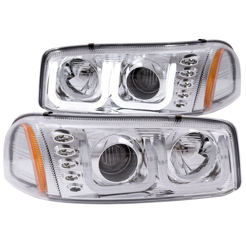 ANZO 1999-2006 GMC Sierra 1500 Projector Headlights with U-Bar, Chrome Housing and Clear Lens Pair