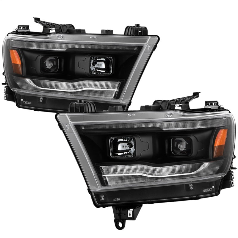 Spyder Dodge Ram 2019-2020 Halogen Projector Headlights with Sequential Turn Signal - Black, OEM Replacement