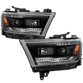 Spyder Dodge Ram 2019-2020 Halogen Projector Headlights with Sequential Turn Signal - Black, OEM Replacement