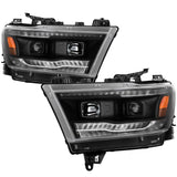 Spyder Dodge Ram 2019-2020 Halogen Projector Headlights with Sequential Turn Signal - Black, OEM Replacement
