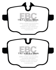 EBC Yellowstuff Rear Brake Pads for BMW M3/M4 3.0TT (G80/G82/G83) * High-Performance Street and Track Use