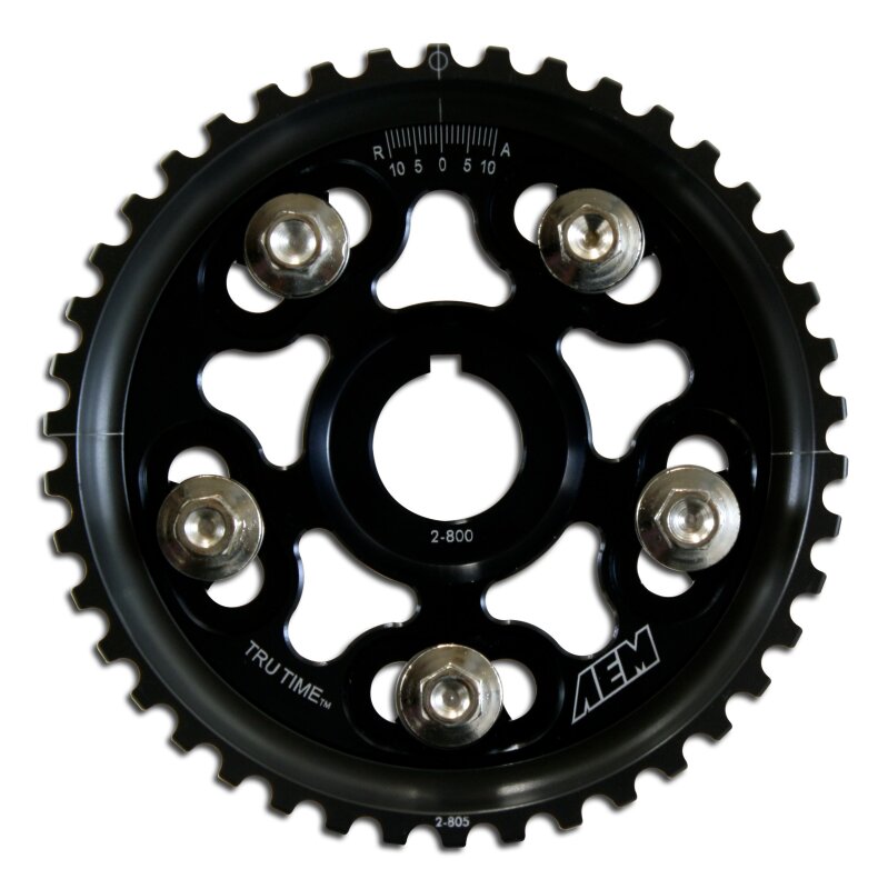 AEM Tru-Time Adjustable Camshaft Gear for Honda Prelude 1993-2001 - Black Anodized, Part Number aem23-801BK
