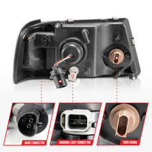 Load image into Gallery viewer, ANZO 2001-2011 Ford Ranger Crystal Headlights with Light Bar, Black Housing and Clear Lens