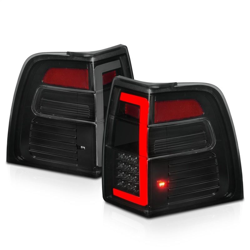 ANZO 07-17 Ford Expedition LED Tail Lights with Light Bar and Smoke Lens, Black Housing