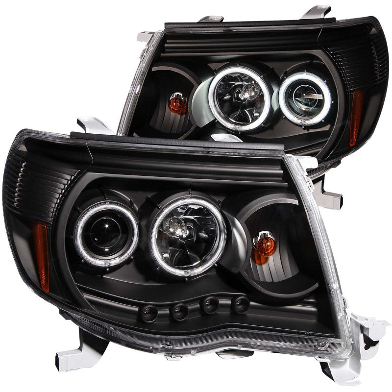 ANZO 2005-2011 Toyota Tacoma Projector Headlights with Halo and Black Housing