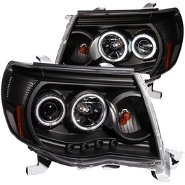 ANZO 2005-2011 Toyota Tacoma Projector Headlights with Halo and Black Housing