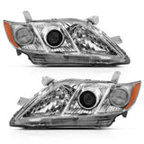 ANZO 2007-2009 Toyota Camry Projector Headlight Set with Clear Lens and Chrome Housing