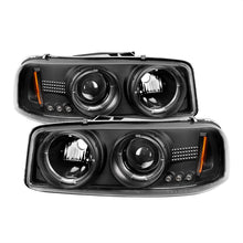 Load image into Gallery viewer, Spyder GMC Sierra 1500/2500/3500 1999-2006 Projector Headlights with Black Finish and LED Halo - Part Number PRO-YD-CDE00-HL-BK