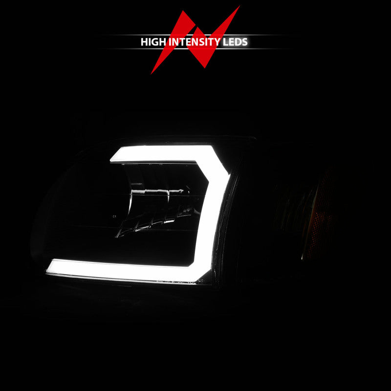 ANZO 00-04 Toyota Tundra Crystal Headlights with Light Bar, Black Housing, Clear Lens - Pair