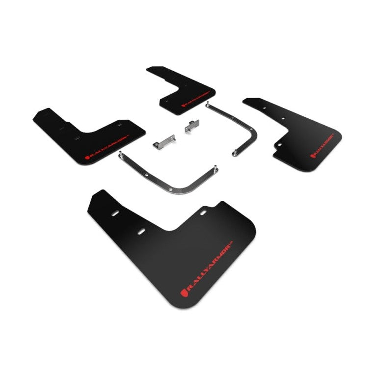 Rally Armor 19-21 Hyundai Veloster Turbo/2.0/R-Spec Black UR Mud Flap with Red Logo - Durable Polyurethane Protection