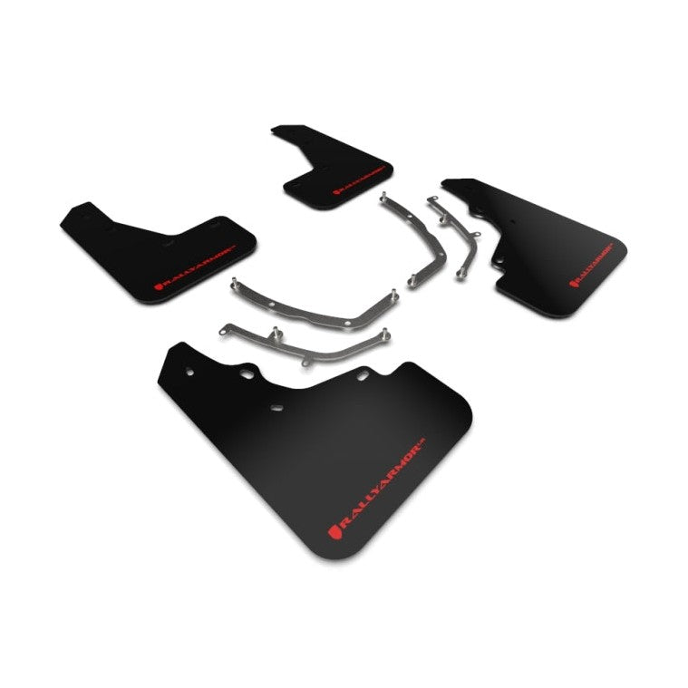 Rally Armor UR Series Mud Flaps for Mazda 3 2019-2022 - Black with Red Logo