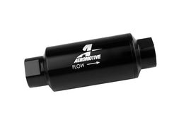 Aeromotive In-Line Fuel Filter with 40-Micron Stainless Mesh Element, ORB-10 Port, 2 Inch Diameter, Bright-Dip Black Finish
