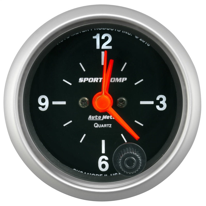AutoMeter Sport-Comp 2-1/16 Inch 12 Hour Analog Clock Gauge - Classic Interior Match