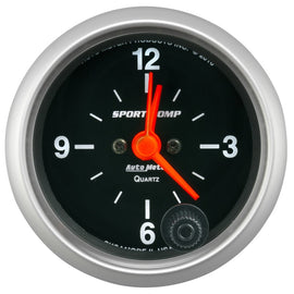 AutoMeter Sport-Comp 2-1/16 Inch 12 Hour Analog Clock Gauge - Classic Interior Match