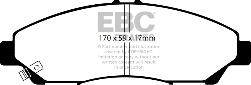 EBC Yellowstuff Front Brake Pads for 2009-2011 Honda Pilot - High-Performance Street and Track Use