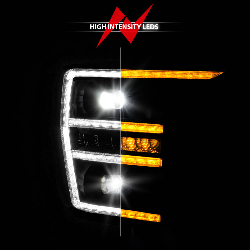 ANZO 21-23 Ford F-150 LED Projector Headlight Passenger Side with Switchback and Sequential Turn Signal - Black Housing