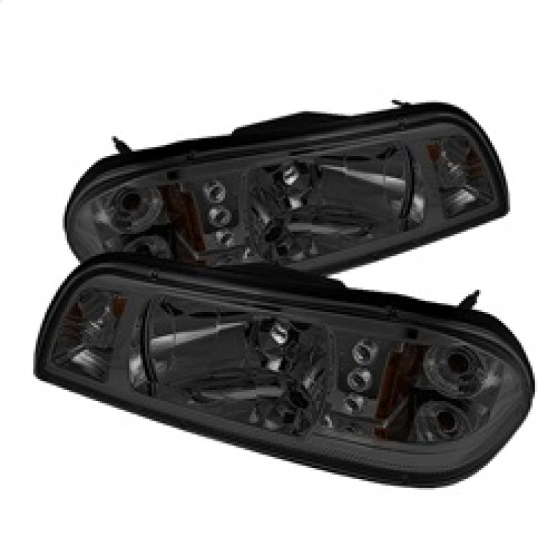 Spyder Ford Mustang 87-93 LED Crystal Headlights with Black Housing - Part Number HD-YD-FM87-1PC-LED-SM