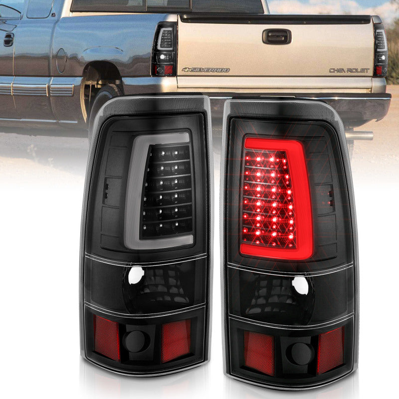 ANZO 2003-2006 Chevy Silverado LED Tail Light Assembly with Clear Lens and Black Housing