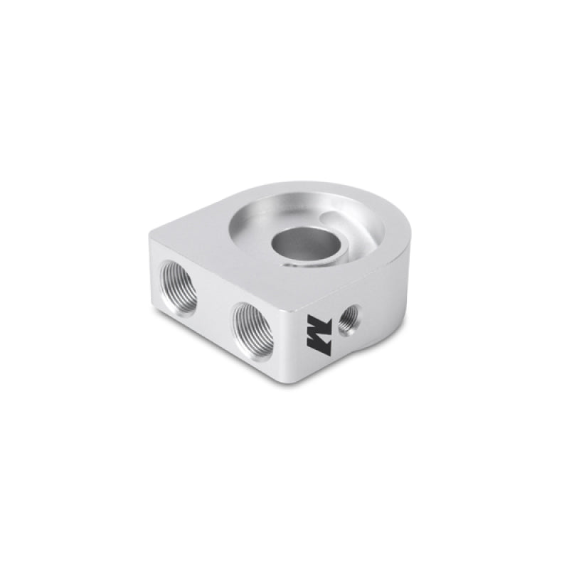 Mishimoto Silver M20 Oil Sandwich Plate - High-Flow Oil Cooler Adapter for Automotive Applications