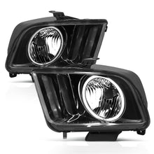 Load image into Gallery viewer, ANZO 2005-2009 Ford Mustang Crystal Headlights with Halo - Black Housing and CCFL, Pair