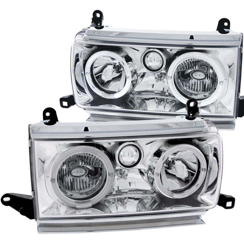 ANZO 1991-1994 Toyota Land Cruiser Crystal Headlights with Halo – Chrome Housing and Clear Lens