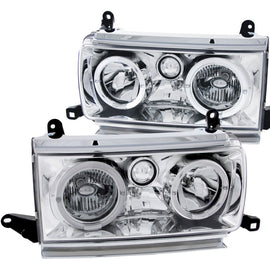 ANZO 1991-1994 Toyota Land Cruiser Crystal Headlights with Halo – Chrome Housing and Clear Lens