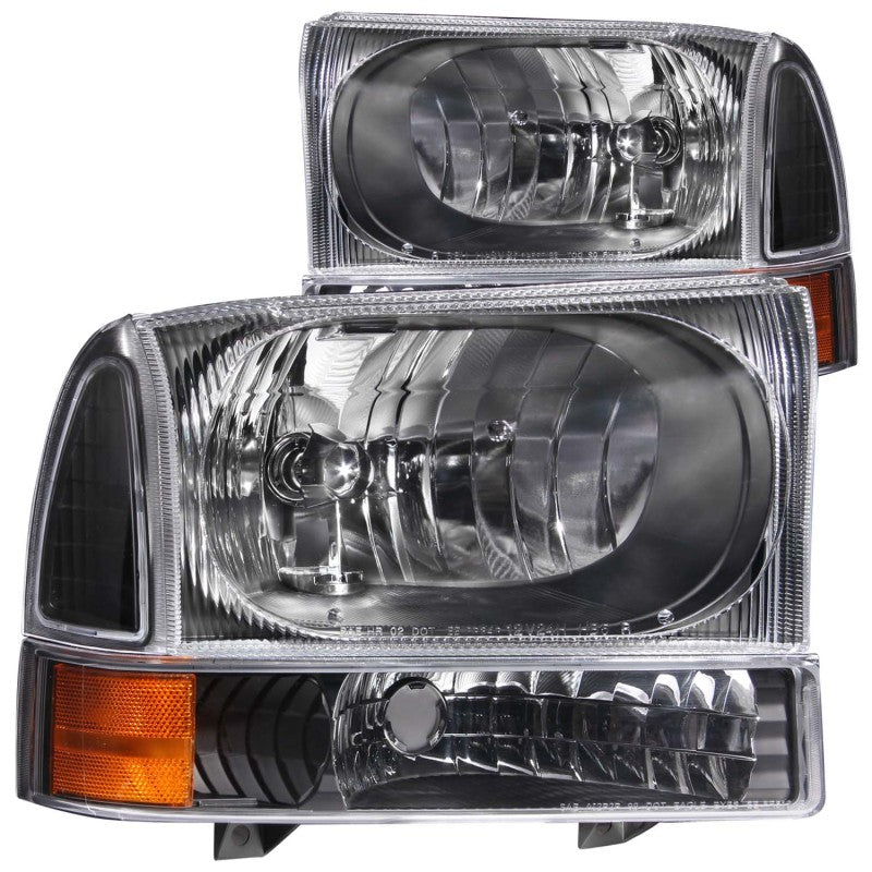 ANZO 2000-2004 Ford Excursion Crystal Headlights with Black Housing and Clear Lenses