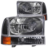 ANZO 2000-2004 Ford Excursion Crystal Headlights with Black Housing and Clear Lenses