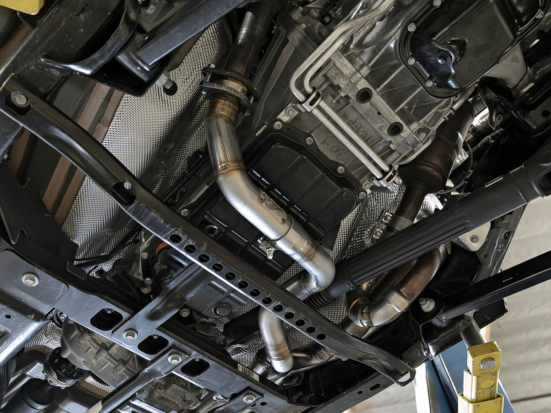 aFe Power Twisted Steel Y-Pipe 2-1/4 inch to 2-1/2 inch 409 Stainless Steel Exhaust for Jeep Wrangler JL & Gladiator JT