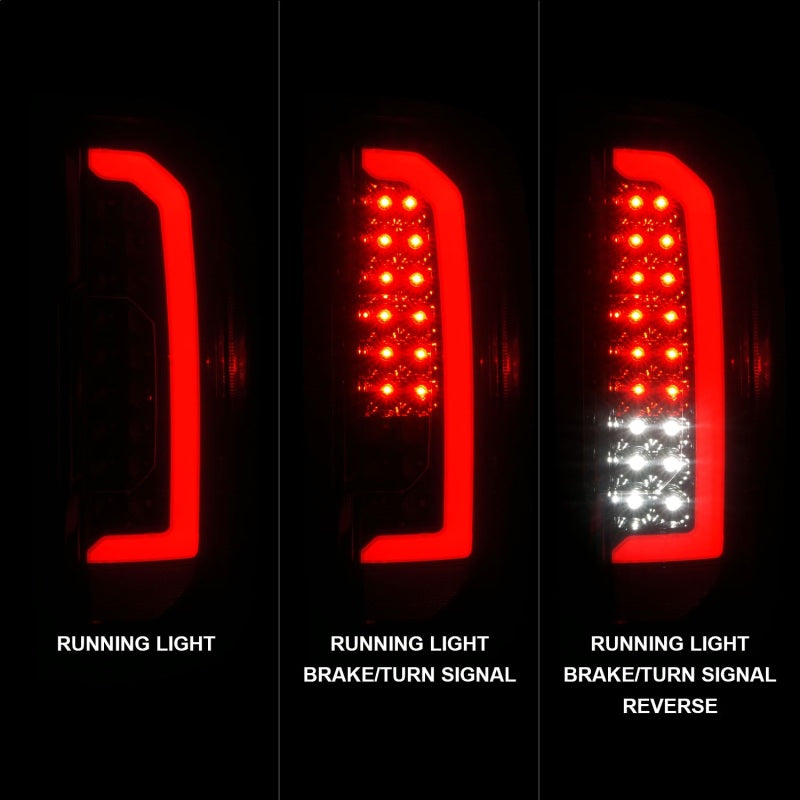 ANZO 15-21 Chevrolet Colorado Full LED Tail Lights with Red Lightbar, Black Housing, Smoke Lens