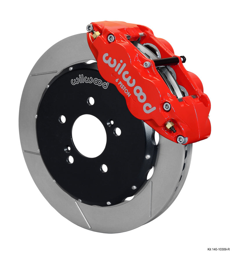 Wilwood Narrow Superlite 6R Front Hat Kit with Red Calipers for Honda S2000 (12.88-inch Rotors)