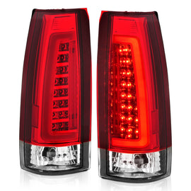 ANZO 1999-2000 Cadillac Escalade LED Tail Light Assembly with Chrome Housing – Red and Clear Lens (Pair)