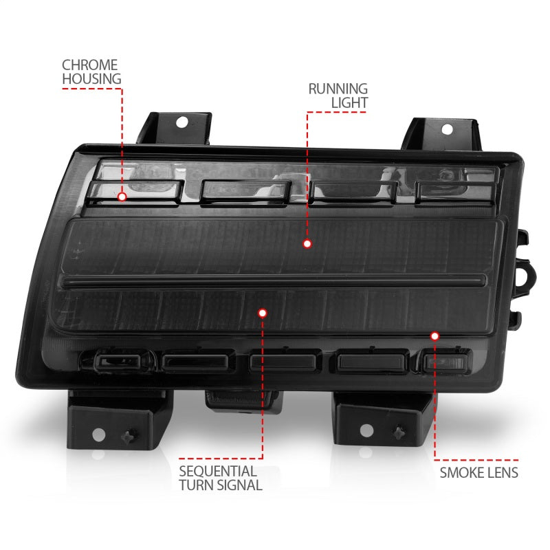 ANZO Wrangler 18-21 / Gladiator 20+ LED Side Marker Lights with Smoke Lens and Sequential Signal