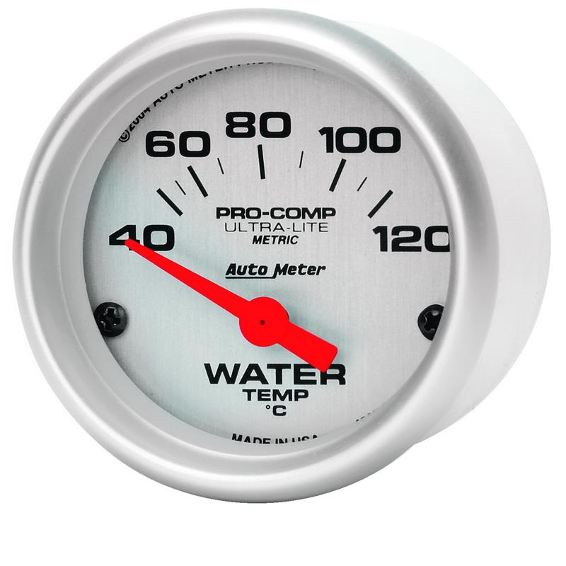 AutoMeter Ultra-Lite 52mm Electronic Water Temperature Gauge (40-120°C) for Automotive Applications