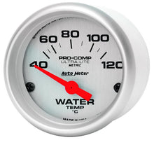 Load image into Gallery viewer, AutoMeter Ultra-Lite 52mm Electronic Water Temperature Gauge (40-120°C) for Automotive Applications