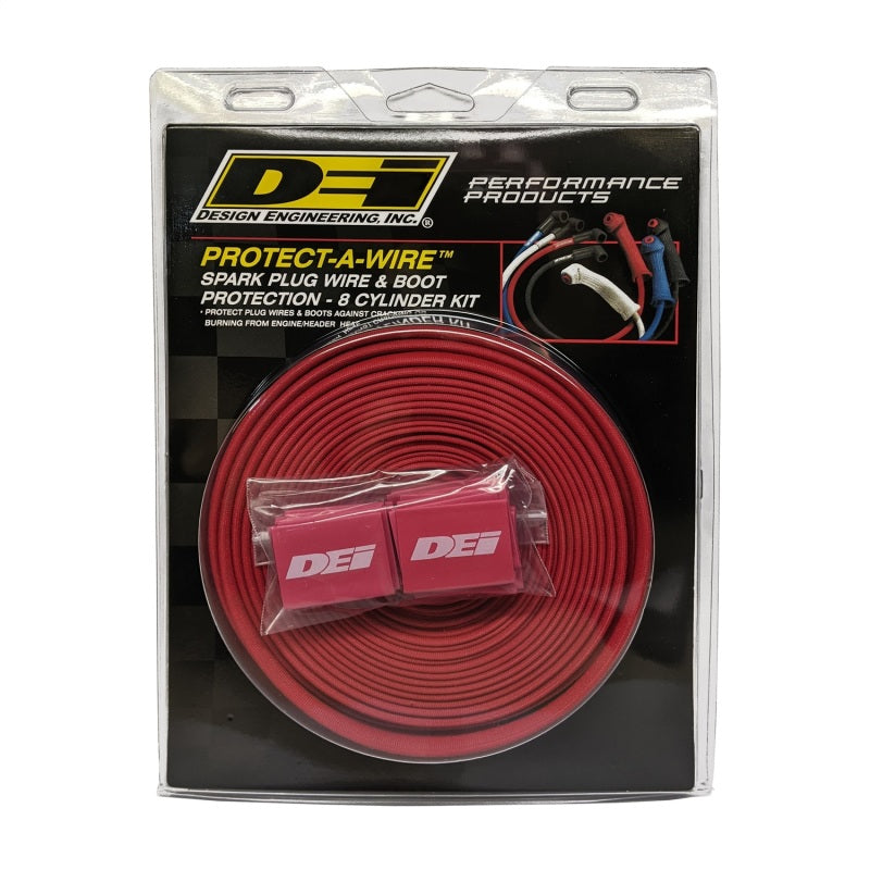 DEI Protect-A-Wire 8 Cylinder Spark Plug Wire Heat Protection Kit - Red